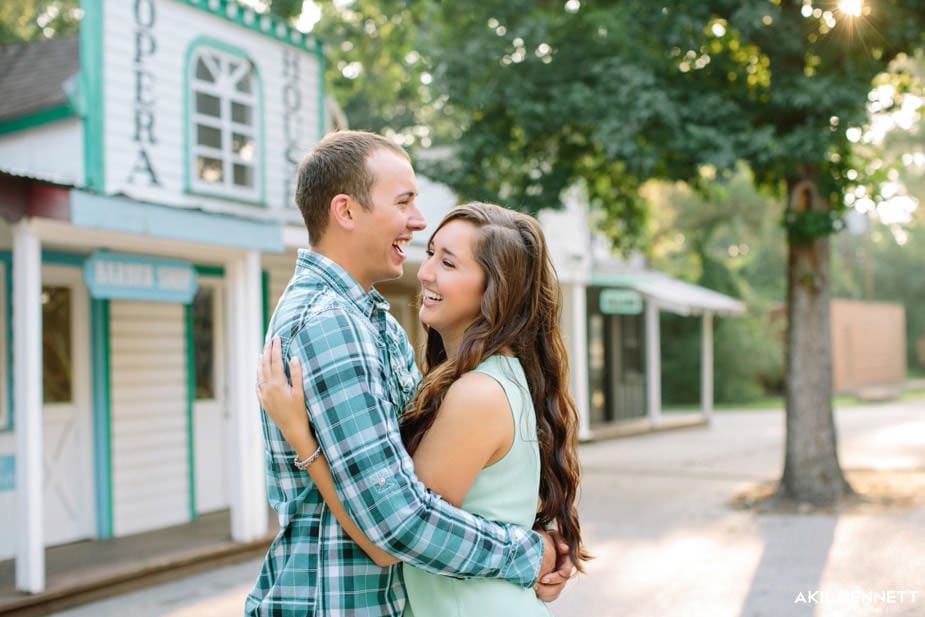Couple laughing together during their Cypress engagement session