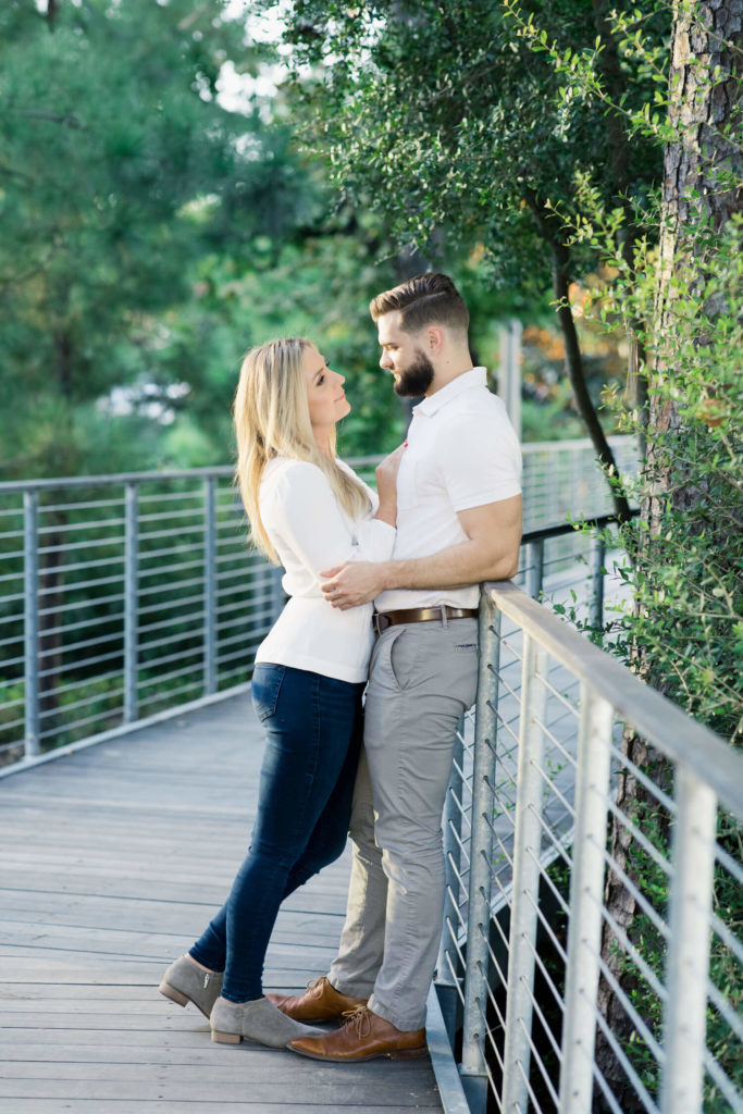 Couple taking engagement photos at The Dunlavy