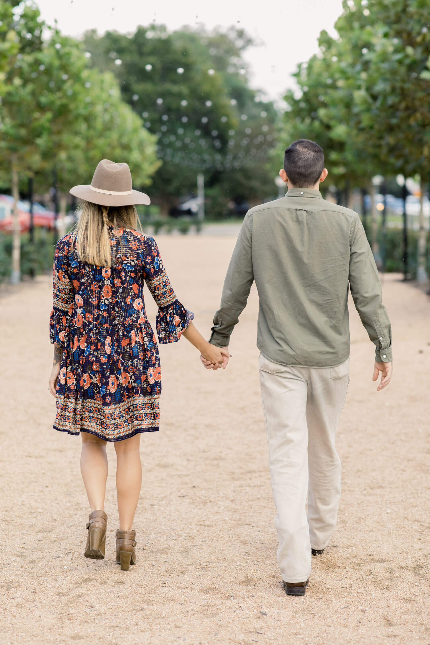 Engagement photos taken at Heights Mercantile in Houston Tx.